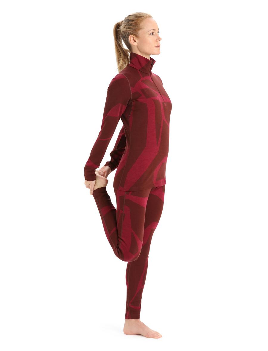 Base Layers Icebreaker Merino 250 Vertex Long Sleeve Half Zip Thermal Top Fractured Landscapes Femme Rose | FR 1860AHKP